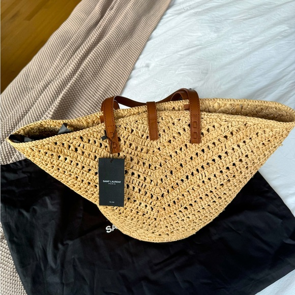 Saint Laurent Bag Panier Medium Raffia Vegetable-tanned Leather - Picture 2 of 7